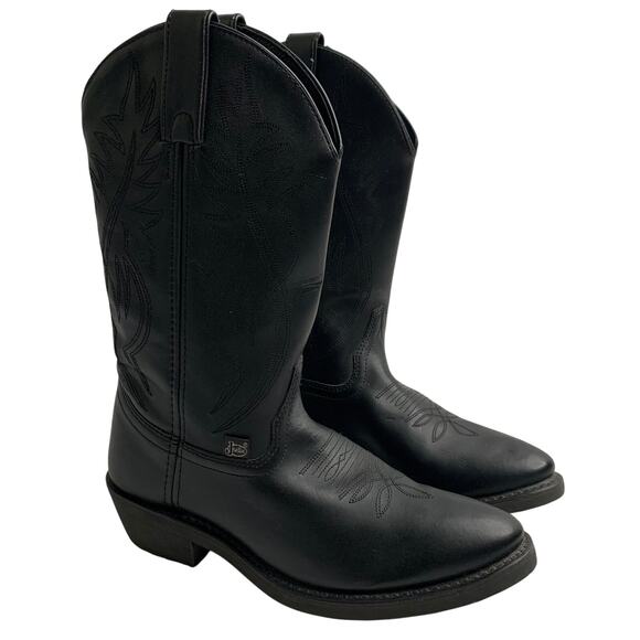 NWOT Justin Boots JB1104 Mens 7D Black Leather Pull-On Stitched Western Cowboy main image 5
